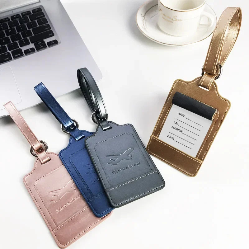 1PC Portable PU Leather Luggage Tag Suitcase Identifier