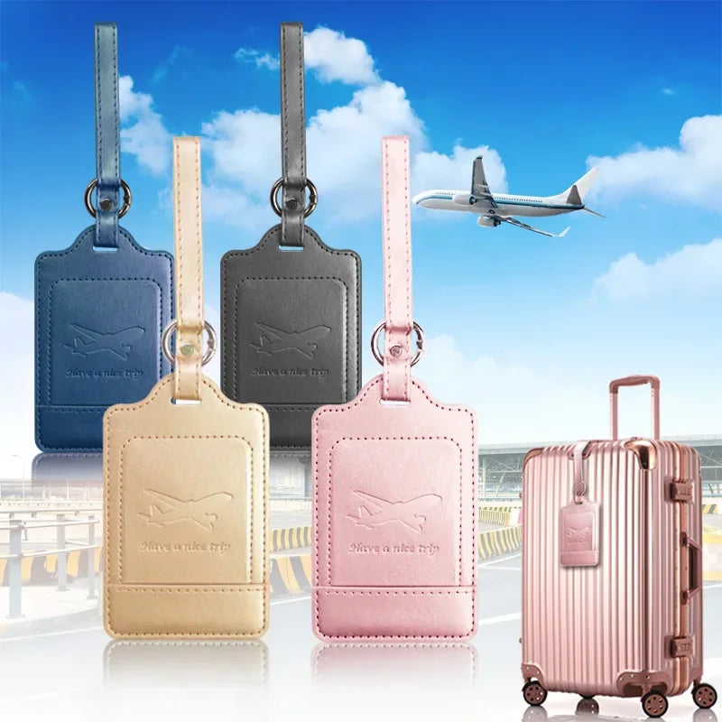 1PC Portable PU Leather Luggage Tag Suitcase Identifier