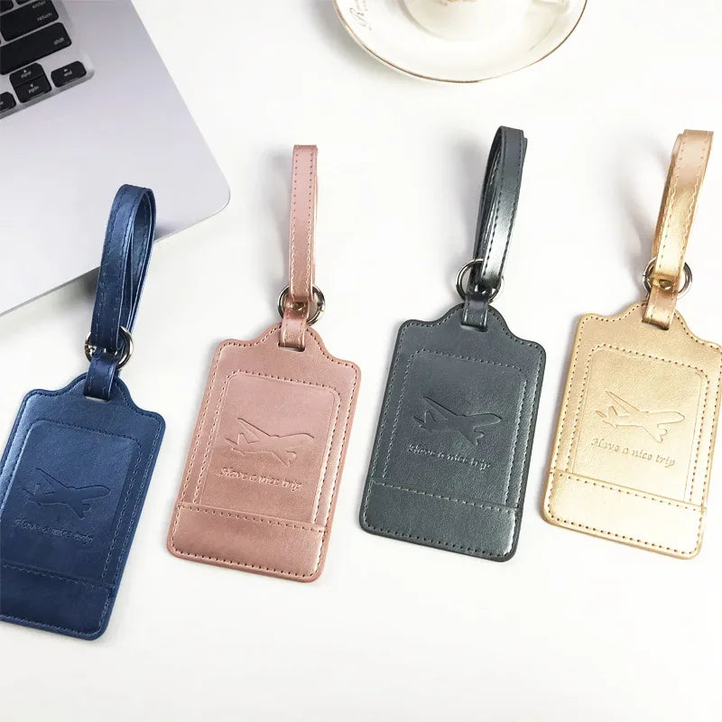 1PC Portable PU Leather Luggage Tag Suitcase Identifier