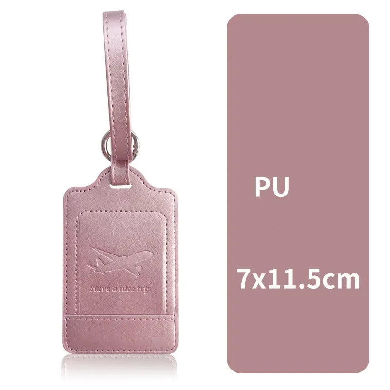 1PC Portable PU Leather Luggage Tag Suitcase Identifier