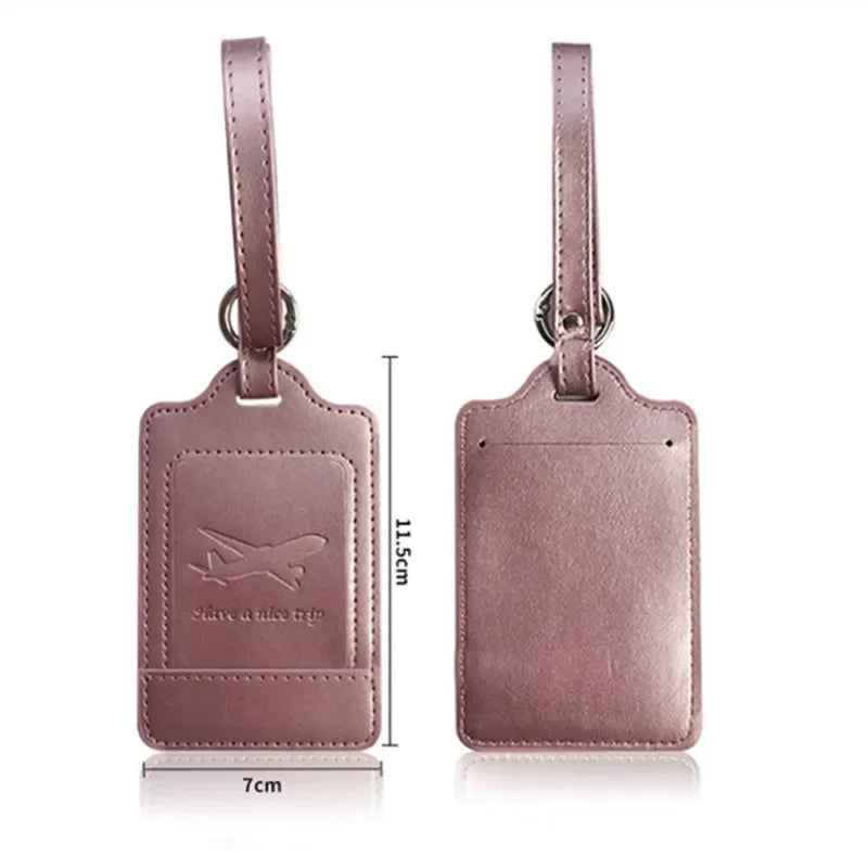 1PC Portable PU Leather Luggage Tag Suitcase Identifier