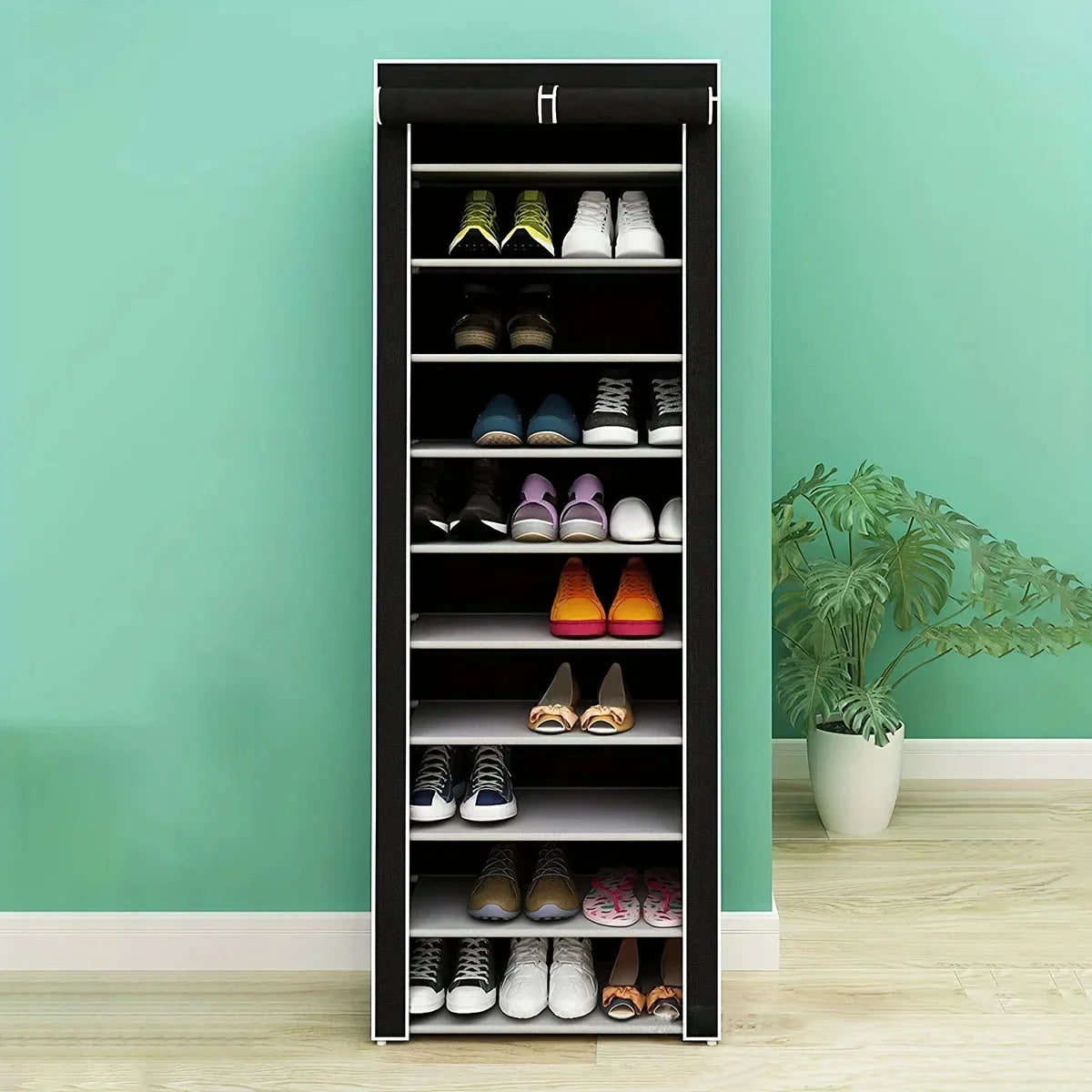 1pc-Multi layered dustproof shoe cabinet space shoe rack,