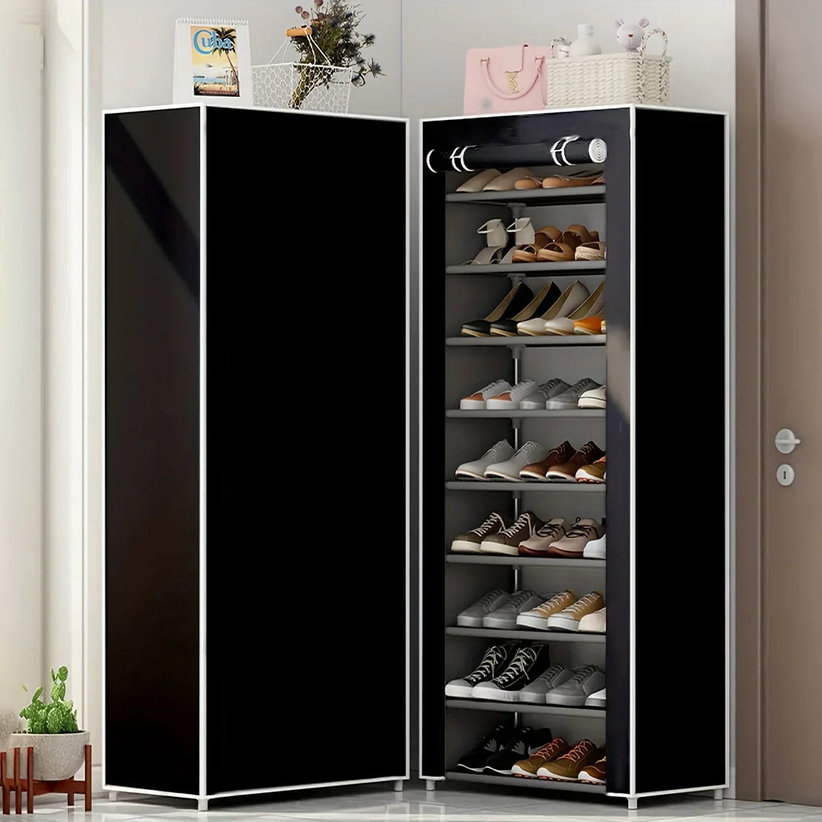 1pc-Multi layered dustproof shoe cabinet space shoe rack,