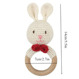 1pc Safety Wooden Baby Teether Crochet Cartoon Long