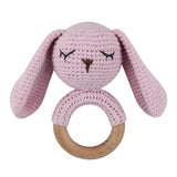 1pc Safety Wooden Baby Teether Crochet Cartoon Long