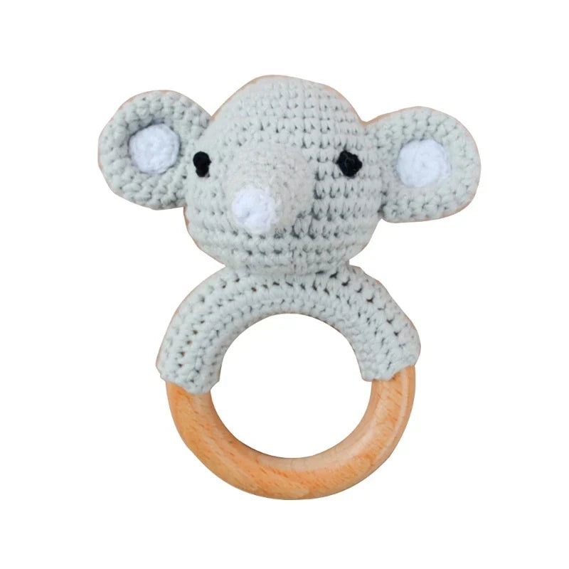 1pc Safety Wooden Baby Teether Crochet Cartoon Long