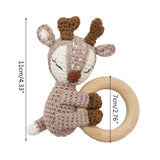 1pc Safety Wooden Baby Teether Crochet Cartoon Long