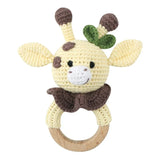 1pc Safety Wooden Baby Teether Crochet Cartoon Long