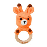 1pc Safety Wooden Baby Teether Crochet Cartoon Long