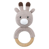 1pc Safety Wooden Baby Teether Crochet Cartoon Long