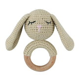 1pc Safety Wooden Baby Teether Crochet Cartoon Long