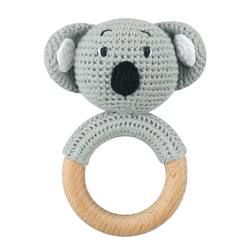 1pc Safety Wooden Baby Teether Crochet Cartoon Long