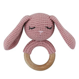 1pc Safety Wooden Baby Teether Crochet Cartoon Long