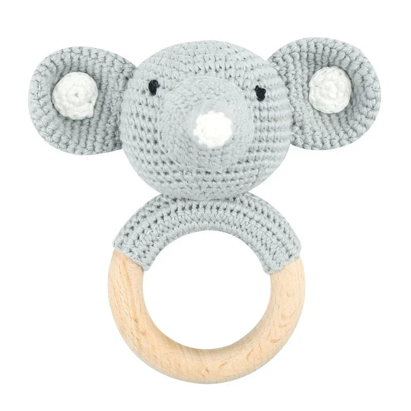 1pc Safety Wooden Baby Teether Crochet Cartoon Long