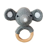 1pc Safety Wooden Baby Teether Crochet Cartoon Long