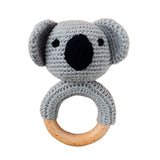 1pc Safety Wooden Baby Teether Crochet Cartoon Long