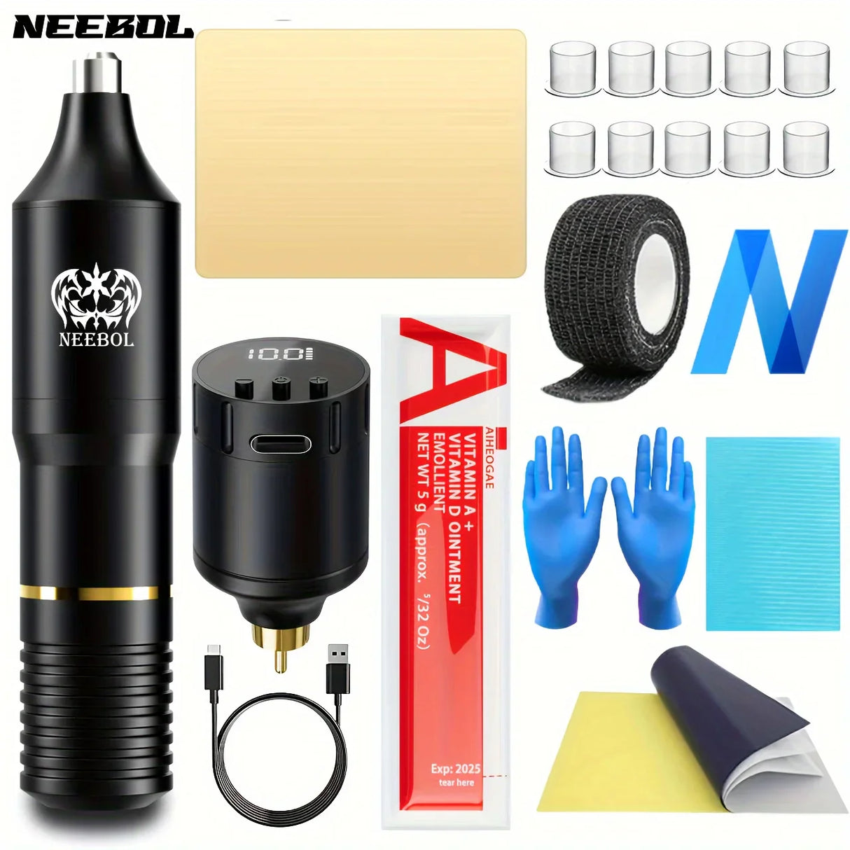 1set, Neebol Wireless Tattoo Kit - Rotary Professional