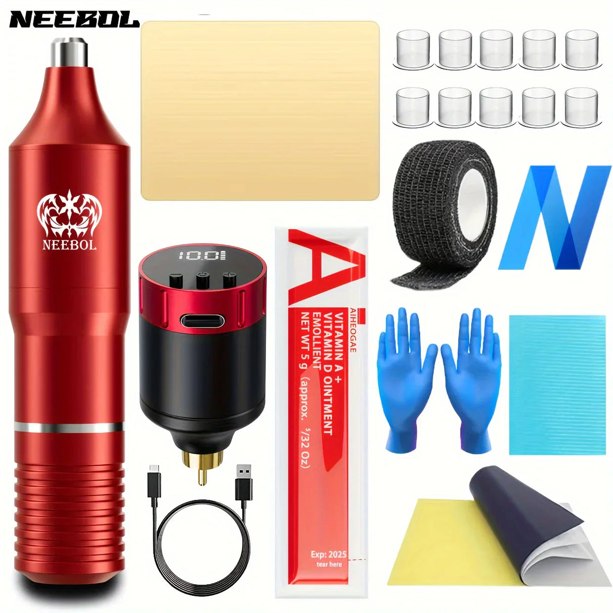 1set, Neebol Wireless Tattoo Kit - Rotary Professional