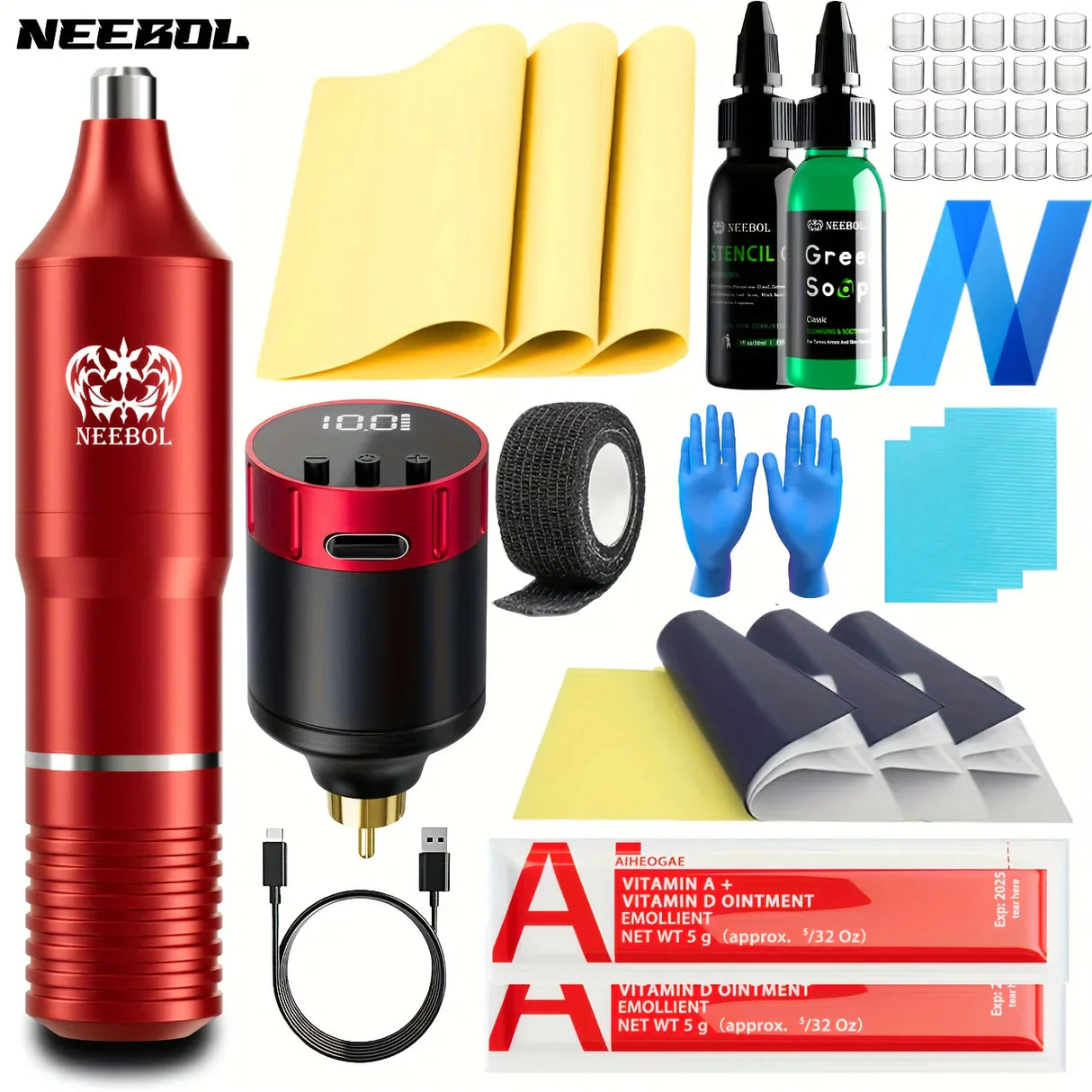 1set, Neebol Wireless Tattoo Kit - Rotary Professional