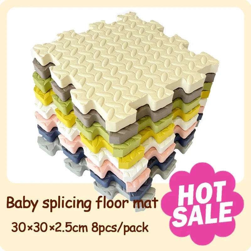 2.5CM Thick 30x30 Solid Color Baby Play Mat – Eco-Friendly Puzzle Carpet