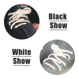 2 Pairs Thick Round Reflective ShoeLaces Black White