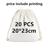 20 Pcs/Lot Customize Logo Printing Cotton Storage Bags Gift Package