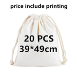 20 Pcs/Lot Customize Logo Printing Cotton Storage Bags Gift Package