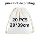 20 Pcs/Lot Customize Logo Printing Cotton Storage Bags Gift Package