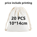 20 Pcs/Lot Customize Logo Printing Cotton Storage Bags Gift Package