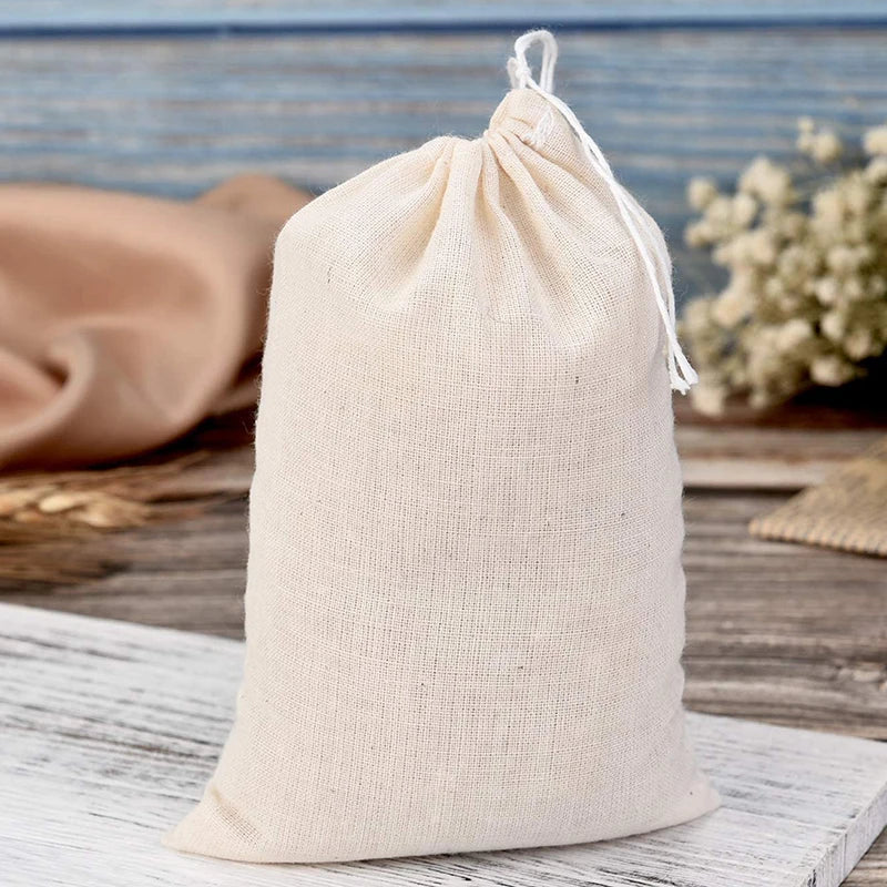 200 Pack Cotton Muslin Bags Sachet Bag Multipurpose Drawstring Bags