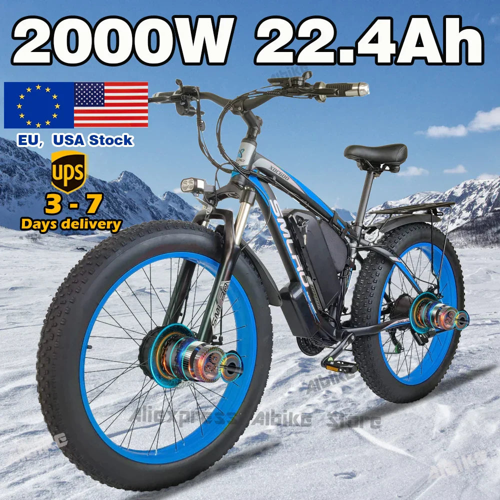 2000W Fat Tire Electric Bike 48V 22Ah 26" Mountain Ebike