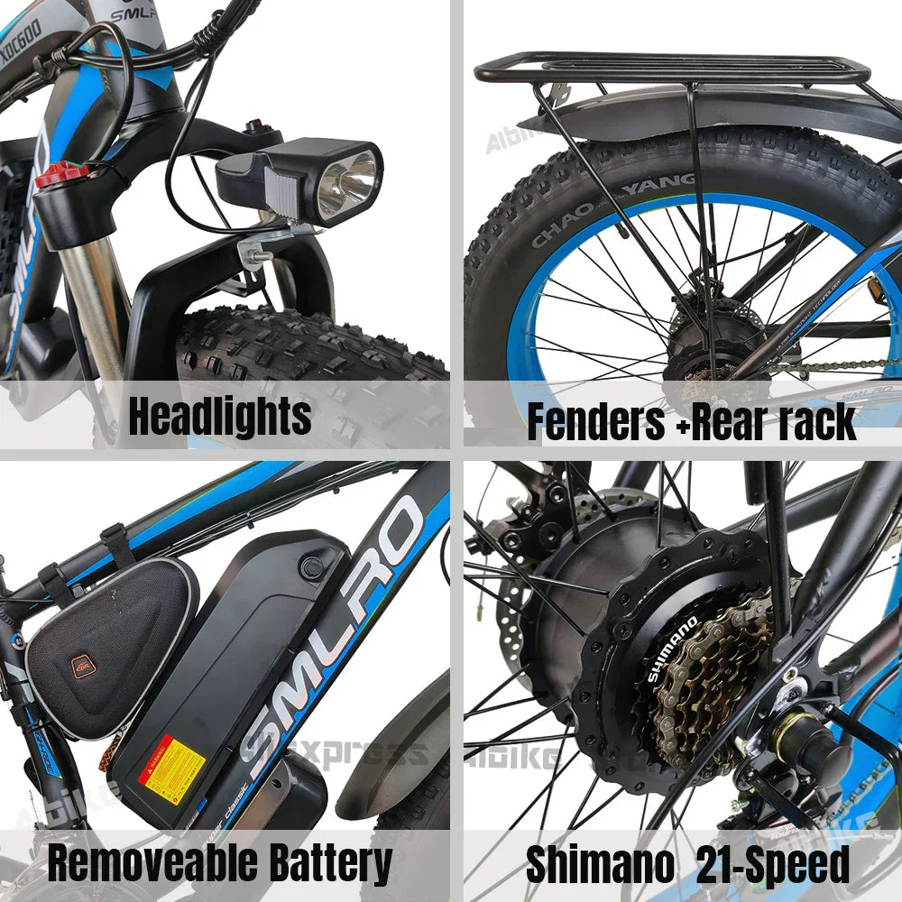 2000W Fat Tire Electric Bike 48V 22Ah 26" Mountain Ebike