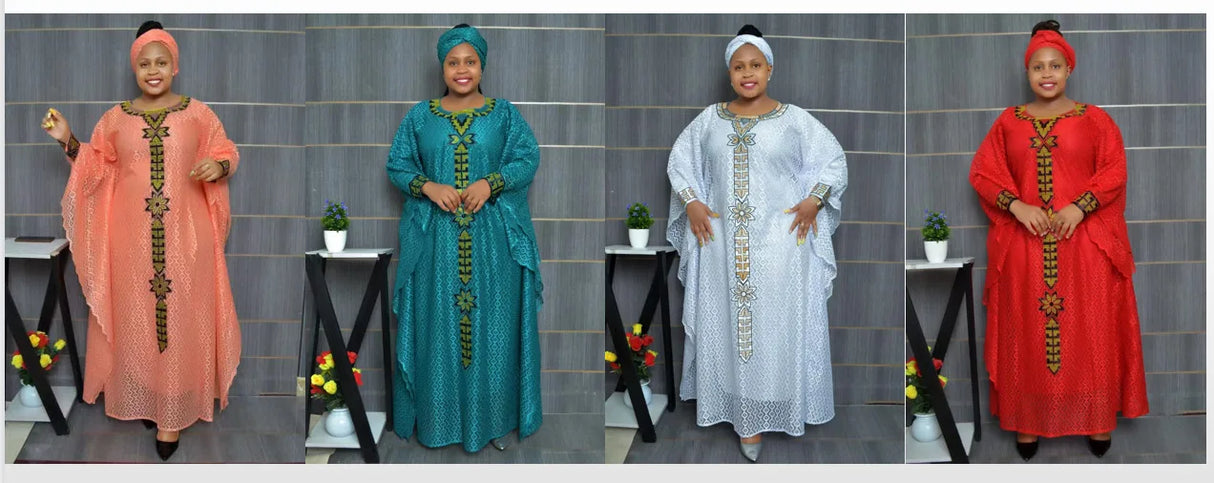 2023 African Dresses for Women Muslim Lace Boubou