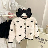 2023 Baby Girl Fashion Love Knitted Sweaters Cardigan