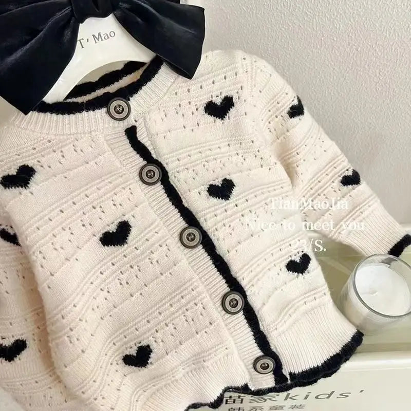 2023 Baby Girl Fashion Love Knitted Sweaters Cardigan
