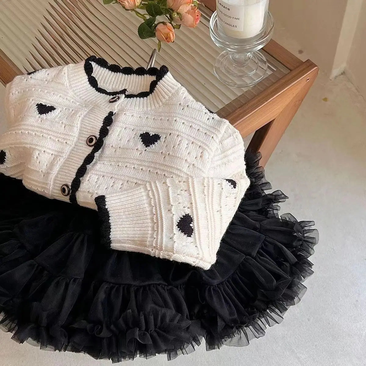 2023 Baby Girl Fashion Love Knitted Sweaters Cardigan