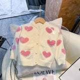 2023 Baby Girl Fashion Love Knitted Sweaters Cardigan