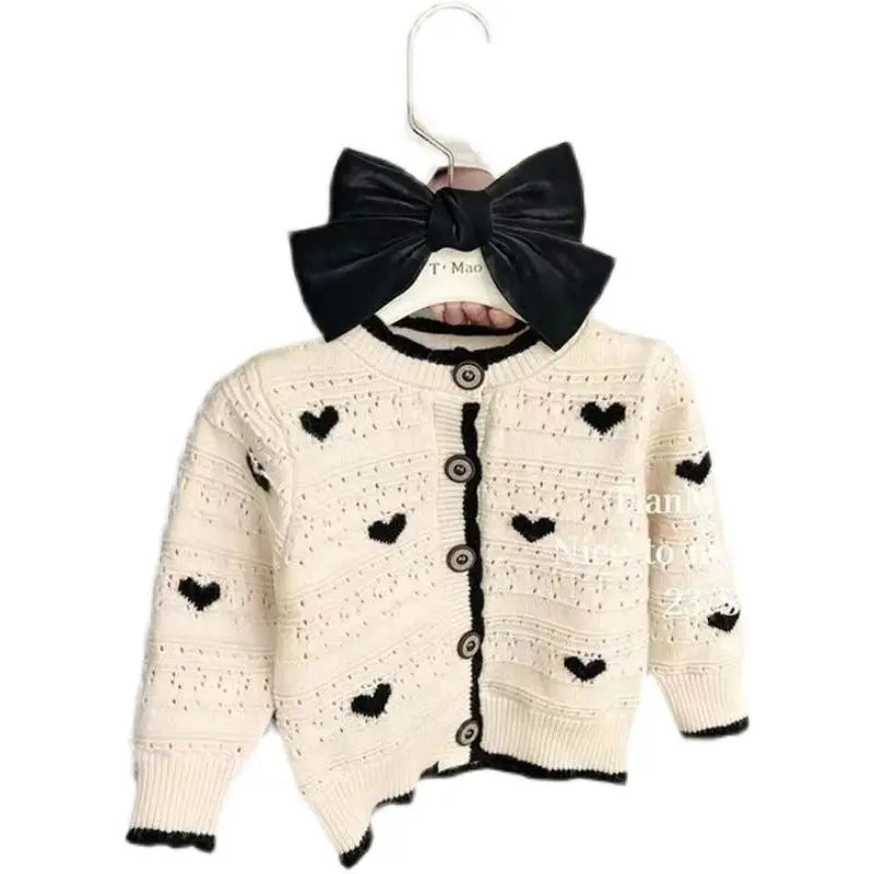 2023 Baby Girl Fashion Love Knitted Sweaters Cardigan