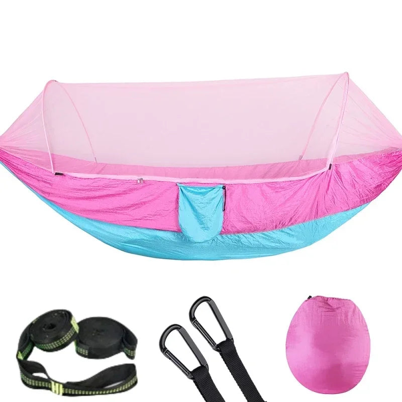 2023 Camping Hammock with Mosquito Net Pop-Up Light