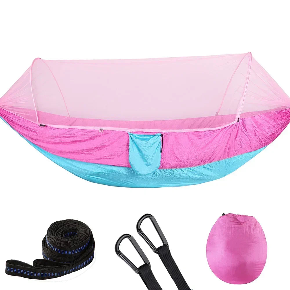 2023 Camping Hammock with Mosquito Net Pop-Up Light