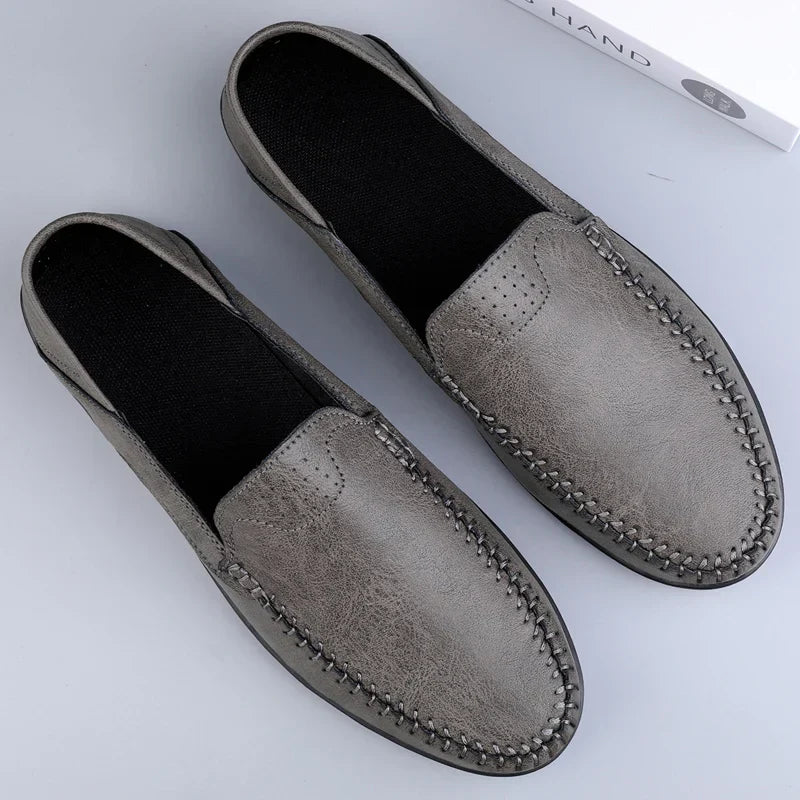 2023 Men's Genuine Leather Loafers – Casual Handmade Slip-Ons