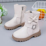 2023 Girls Boots Bow Kids Fashion Buckle Cool