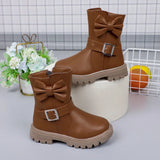 2023 Girls Boots Bow Kids Fashion Buckle Cool