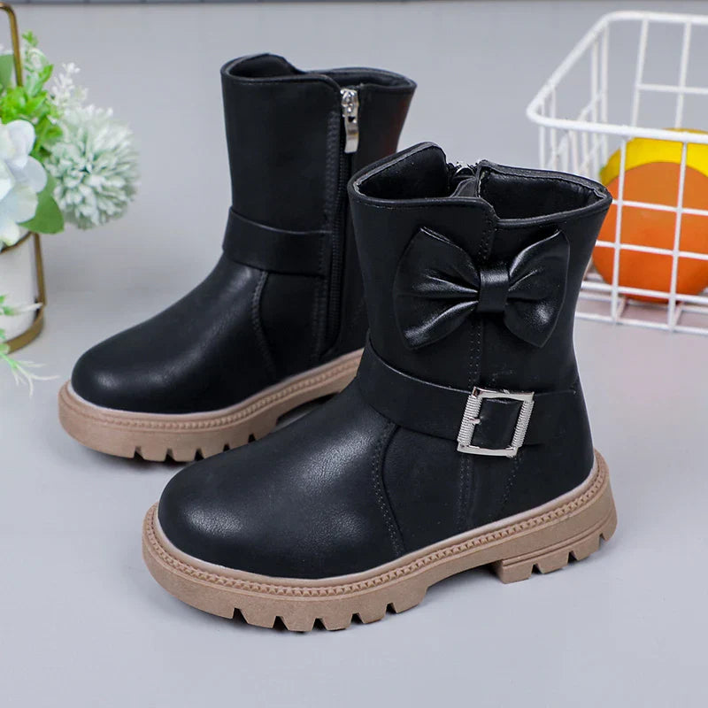 2023 Girls Boots Bow Kids Fashion Buckle Cool