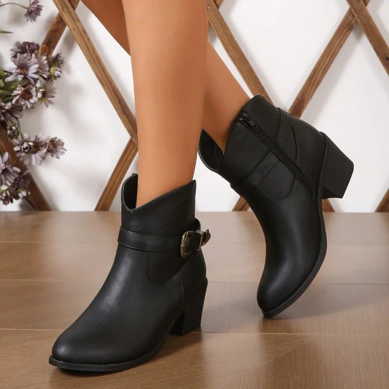 2023 Women's Solid Color Ankle Boots – Casual Large Size Shoes