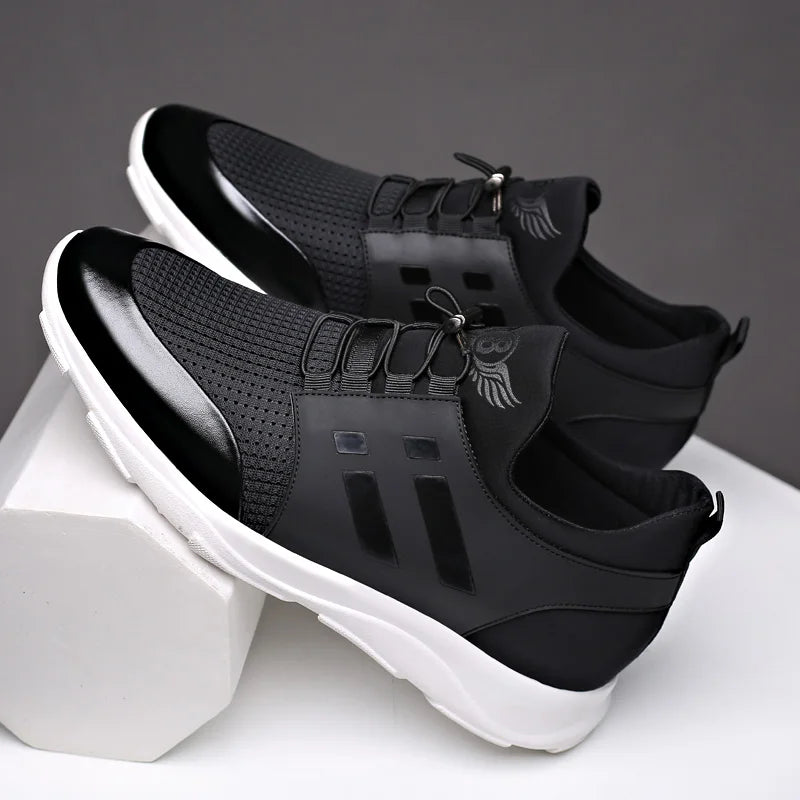2023 Men's Casual Lycra & Cow Leather Shoes – Height Increasing