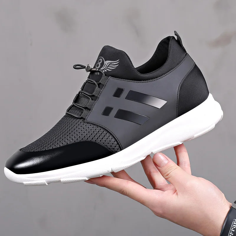 2023 Men's Casual Lycra & Cow Leather Shoes – Height Increasing