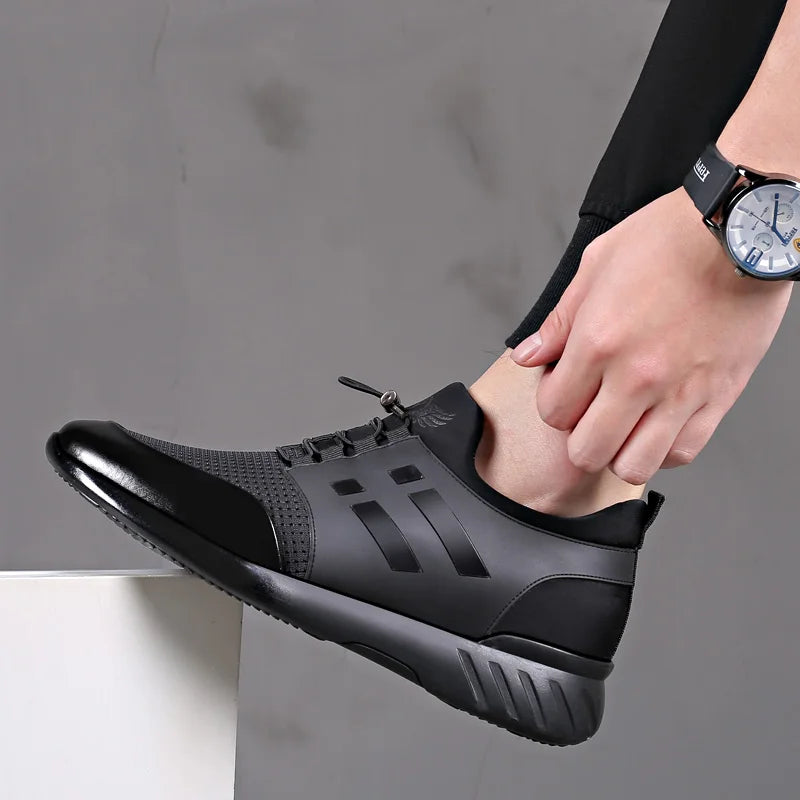 2023 Men's Casual Lycra & Cow Leather Shoes – Height Increasing