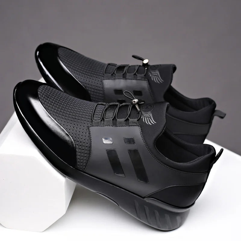 2023 Men's Casual Lycra & Cow Leather Shoes – Height Increasing