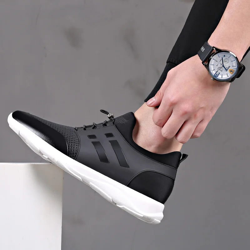 2023 Men's Casual Lycra & Cow Leather Shoes – Height Increasing